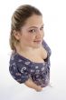 high angle view of young girl looking at camera