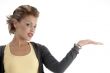 attractive woman with open palm