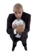 handsome young attorney hugging disco ball