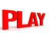 three dimensional side view of play word