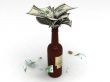 money in a wine bottle