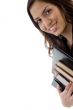 smiling college student with books