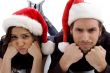 close up view of young couple wearing christmas