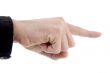 pointing hand of man