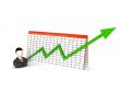 three dimensional man with progress graph