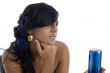 side view of girl with can