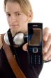 smart guy with bag and showing his cell phone