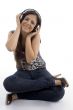 beautiful female enjoying music