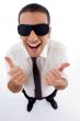 professional man showing thumb up with both hands