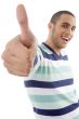 young boy showing thumbs up