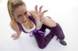 high angle view of smiling woman