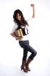 full body pose of smart young student