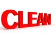 three dimensional side view of clean word