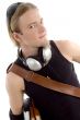 smart student with books and headphones