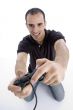 handsome young man playing