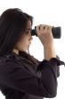 woman looking through binocular