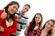portrait of smiling people with thumbs up