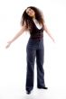 pretty female posing in front of camera