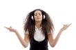 latin american female enjoying music