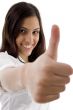 young cute girl showing thumbs up