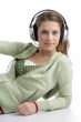 attractive female enjoying music