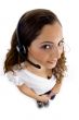 high angle view of call center female
