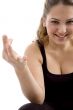 smiling girl showing hand gesture