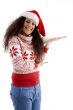 smiling young female with christmas hat