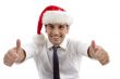 young man wearing christmas hat
