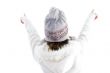 girl pointing with both hands