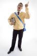 young student carrying bag and books