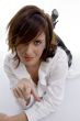 laying woman pointing you