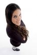 high angle view of smiling model