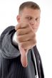 side view of businessman with thumbs down