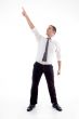 standing professional man pointing up
