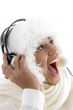 beautiful young girl enjoying music headphones