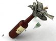 money in a wine bottle