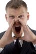 portrait of shouting young manager