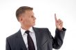 portrait of businessman looking finger