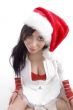 high angle view of female wearing christmas hat