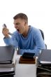 man shouting on phone