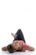 laying woman looking at camera