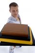 adult student showing books
