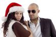 young lovers with christmas hat