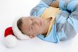 high angle view of man with christmas hat