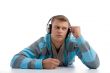 thinking young man with headphone