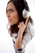 pretty caucasian woman enjoying music