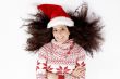laying female with christmas hat