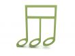 view of three dimensional green musical clef note