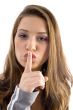 gorgeous female showing keep shushing sign
